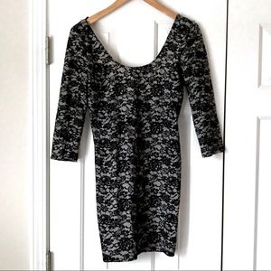 Lace look low back mini dress